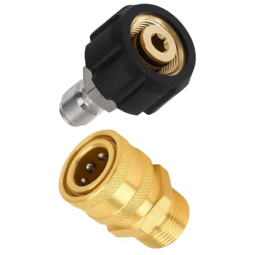 JPT Heavy-Duty Pressure Washer Adapter Set — Solid Brass M22-15mm ⇄ 3/8" Quick-Connect (Male & Female Swivel) | 5000 PSI, Leak-Proof, Corrosion-Resistant Hose & Gun Connector