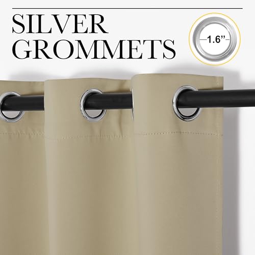 Image of NICETOWN Thermal Insulated Grommet Room Darkening Curtains /Draperies /Panels for Bedroom (Cocoa Eggnog, 2 Panels, W42 x L63 inches)