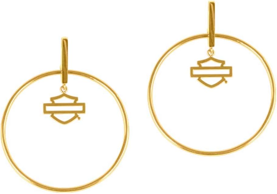 Harley-Davidson Women's Small Bar & Shield Stick Post Circle Steel Earrings