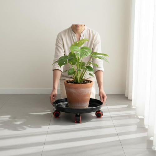 Plateau à pot roulant antidérapant robuste diamètre 32cm - 4