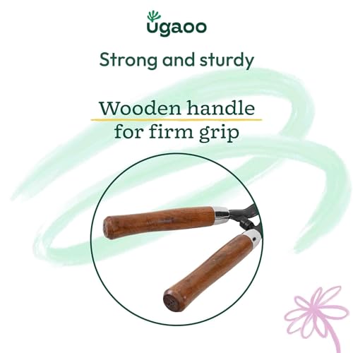 Image of UGAOO Hedge Shears for Gardening | Garden Shears & Garden Cutting Scissors | Plant Cutting, Hedge Trimming Scissors | Heavy Duty Garden Cutter Tool with Wooden Handle, 10 Inch Blade