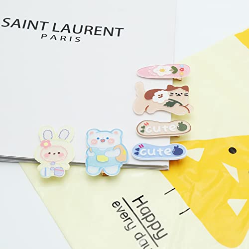 Aufruh Cute Bear Hair Clips 12Pcs Kawaii Funny Cartoon Rabbit Hair Pins Flower Cat Dog Animal Hair Accessories Acrylic Hairpin Set (Cartoon) #TOP6