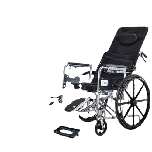 折りたたみ軽量トイレ付高齢者用車椅子、多機能高齢者用車椅子、手押しスクーター (アップグレードされたワンピースホイール - 完全に寝ているスタイル - オックスフォード生地)