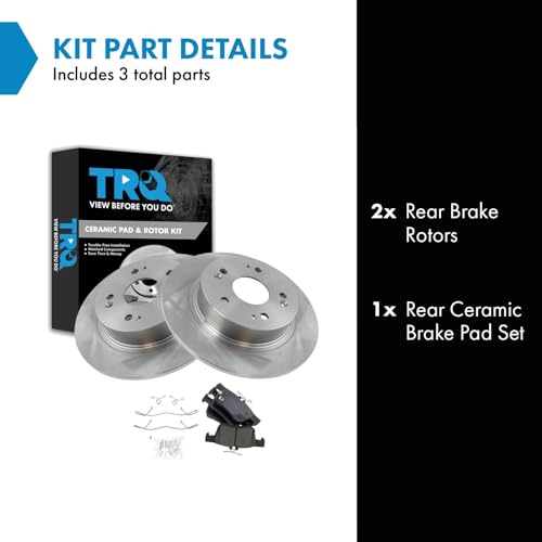 Image of TRQ Rear Brake Pad and Rotor Set Ceramic Compatible with 2018-2020 Honda Accord