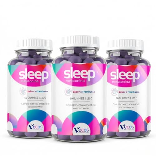 Melatonina 1mg Gominolas para Dormir Adultos - 180 Gummies con Valeriana, Pasiflora y Vitamina B6 - Ayuda a Conciliar el Sueño Rápido y Descanso Profundo - Sin Azúcar, Sabor Frambuesa