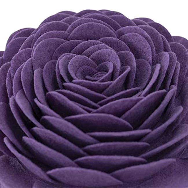 3D Flower Decorative Throw Pillow Round Cushion for Sofa Chair Couch 14 Inches Round Purple