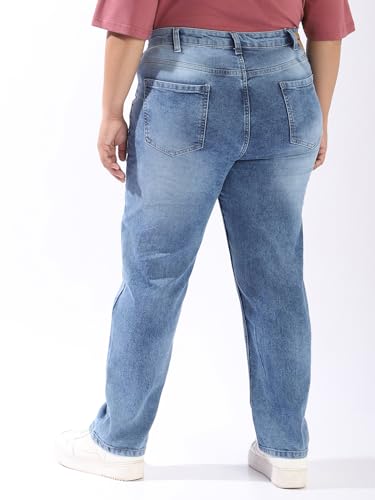 Image of High Star Women Plus Size Straight fit High-Rise Casual Jeans