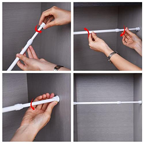 Image of Telescoping Curtain Rods Metal Pole for Cupboard Utensils Cabinet White 30-50cm