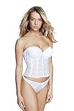 Dominique Lace Low Back Plunge Strapless Push Up Bustier Style 7759 - White - 34B