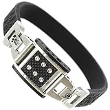 Rochet Roma Moto GP Racing Mens Pit Stop Black Stainless Steel Bracelet