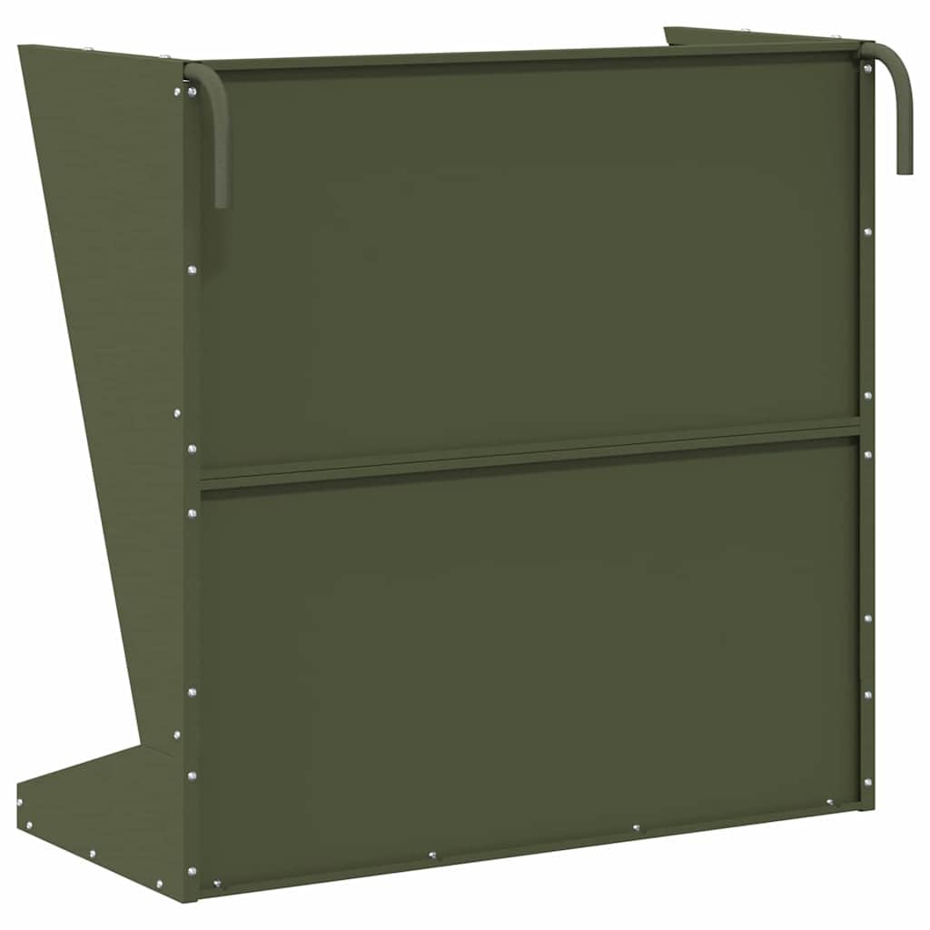 Comedero para heno verde oliva de acero laminado en frío, 71 x 33 x 70 cm, con 5 kg de capacidad, resistente a la intemperie, para interior y exterior, fácil de fijar para perros, gatos