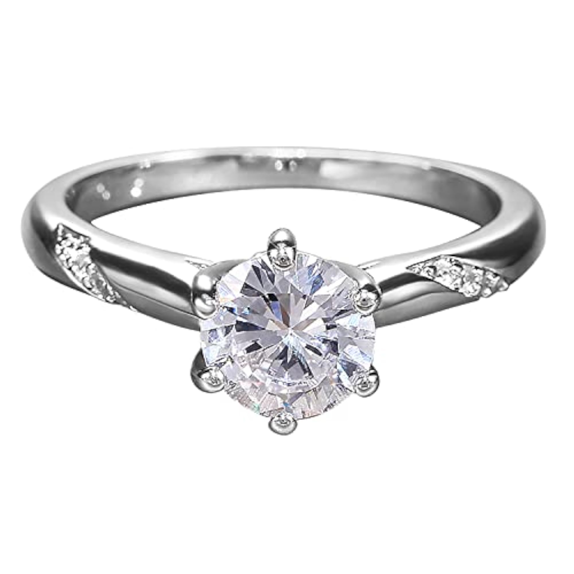 American Diamond Studded Silver Plated Finger Ring for Women