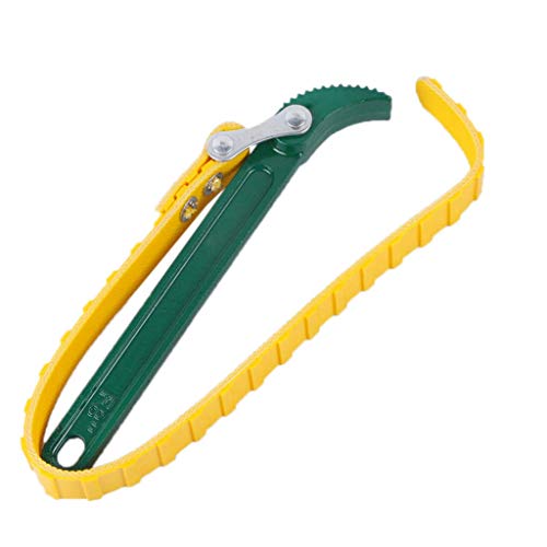 Image of Inditrust 9 Inch Belt Type Oil Filter Wrench | Adjustable Engine Oil & Fuel Filter Removal Tool | Heavy Duty Strap Spanner Key | 225mm Single Side Auto Repair Tool (Yellow)