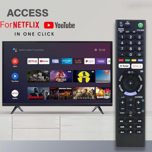 Image of Original Sony Bravia Smart TV Remote Control Compatible with LCD LED OLED QLED 4K Ultra HD Models Universal Replacement Remote with YouTube and Netflix Shortcut Buttons for Sony Android TVs