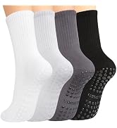 MIHAIR Pilates Yoga Socks with Grips for Women - Crew Length Ballet Barre Socks - Sticky Workout ...