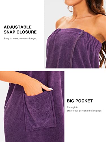 Image of Kniffi Shower Wrap Robe for Women Bath Body Towel Wrap Spa Soft bathrobe with Adjustable Snap Closure