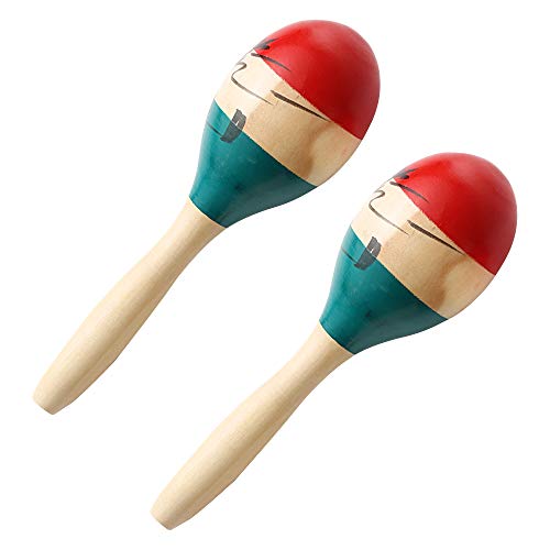 image for Musfunny Maracas Large Colorful Wood Rumba Shakers Rattle Hand Percuss