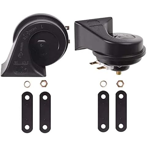 Evermotor Car Horn Universal 12v Loud Air Horn Signal Speaker for Motorcycle,Truck,Golf Cart,Moped,Scooter,ATV 118 dB Snail Horns with E-MARK(2PCS) Cover