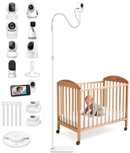 82" Adjustable Height Baby Monitor Floor Stand with Flexible Gooseneck - No Drill & Tool-Free,Sturdy Base,Fits Nanit Pro & Flex,HelloBaby,Kasa,Tapo & Most Baby Monitor Cams (Camera Not Included)