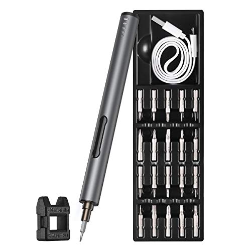 KeeKit Precision Electric Screwdriver, 22 in 1 Portable Power Screwdriver with 20 Bits, Rechargeable Repair Tool Kits with USB Charging, 3 LED Light, Magnetizer for Phones, Watches, Camera, Laptop