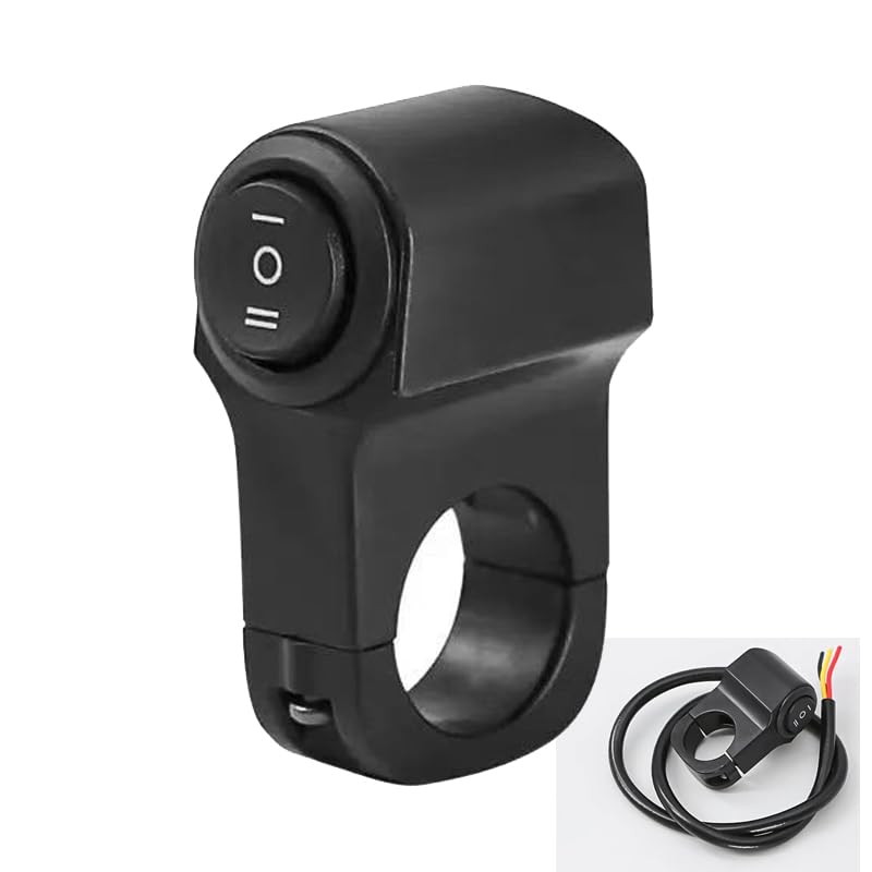 Universal Motorcycle Handlebar Light Switch, 12V/24V Headlight and Spotlight Dual Control Button, Triple Line Switch for ATV, Scooter, Off-Road Bike (1 Pack)