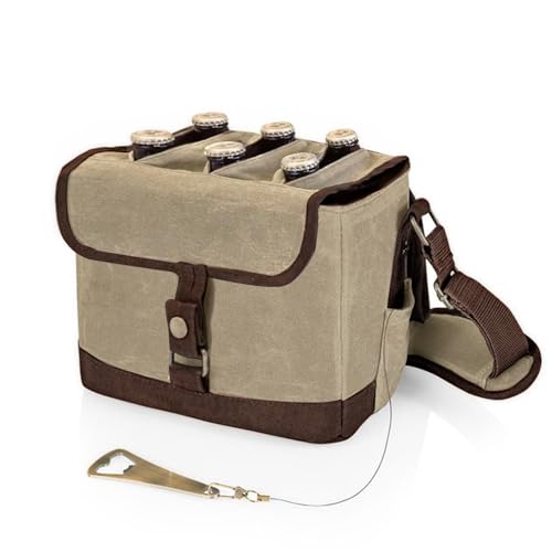 Biertasche für Männer,6-Flaschen Männertasche Bier,Bier Caddy mit Bieröffner,Gewachstes Segeltuch Bier Träger,Bier Geschenke für Männer Frauen,Bier Zubehör.Bier Liebhaber Geschenk für Camping Party