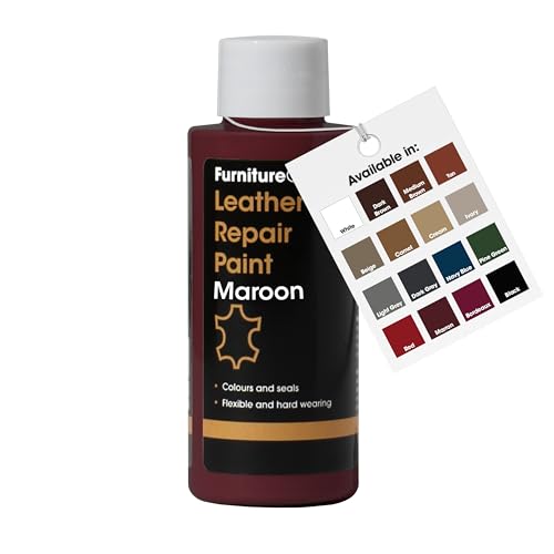 Image of Furniture Clinic Leather Repair Paint | 2-in-1 Seal and Color | Use on Scratches, Tears, and Holes in Car Seats, Furniture | Quick and Easy Leather Repair Kit for Furniture (Maroon, 50ml / 1.7oz)