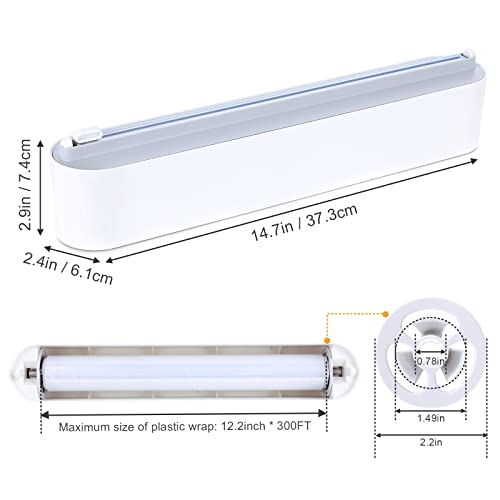 Foto von Tivray Frischhaltefolienspender Magnetischer mit Schiebeschneider, Multifunktionaler ABS Folienschneider Folienabroller Alufolienabroller für Rollengröße bis 30cm breite, 90m lang, Grau + Weiß