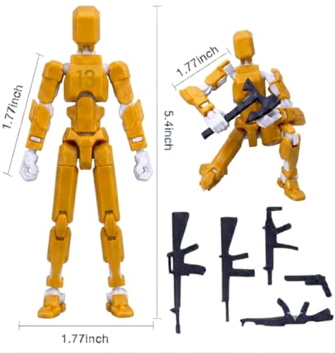 Image of (Do it Yourself) Action Figure Toys,DIY Assembly Dummy 13 Action Figures,Articulated Joints Robot,Gift Idea for Teens & Adults for 14+ (Yellow Armor White, Yellow Armor White)