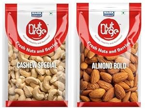 NUT URGE Premium Cashew & Almonds (250g) Combo Pack | Nutrient-Rich | Healthy & Delicious Snack | No Added Sugar & Preservatives | Ideal for Office, Travel, Seasoning,Pack of 3