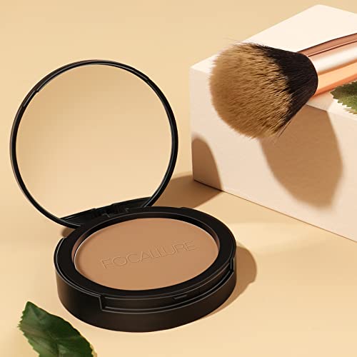 Focallure Flawless Pressed Powder, Control Shine & Smooth Complexion, Pressed Setting Powder Foundation Makeup, Portable Face Powder Compact, Long-Lasting Matte Finish, Sand #TOP7