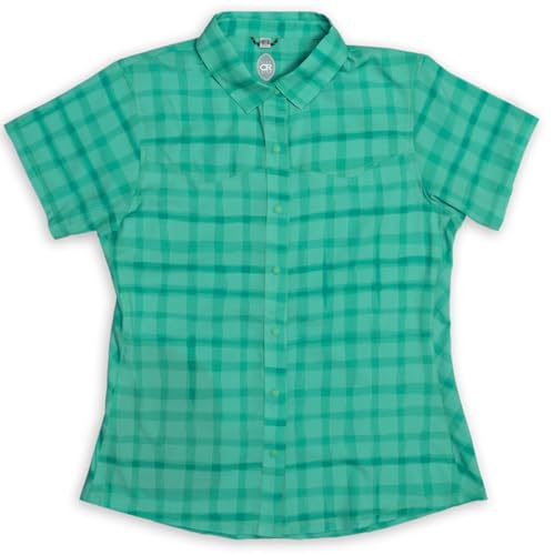 Club Ride Camisa Bandara para mujer, ligera y transpirable, manga corta, con botones, para ciclistas, Aqua Splash, S