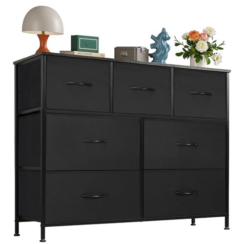 OLIXIS 7 Drawers Dresser for Bedroom, Fabric Storage Tower for Living Room, Entryway - Sturdy Steel...