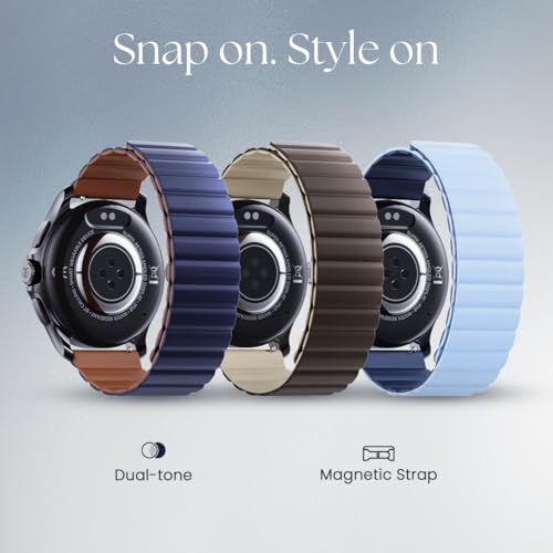 Image of Titan Evoke 2.0, 1.32 inch AMOLED Display Smart Watch with AOD,1000 Nits, Functional Crown, Magnetic Strap, Metal Body,Fast Charge,24 /7 Health Suite, BT Calling, SpO2, HRM, IP68 Smartwatch - Glacier Blue