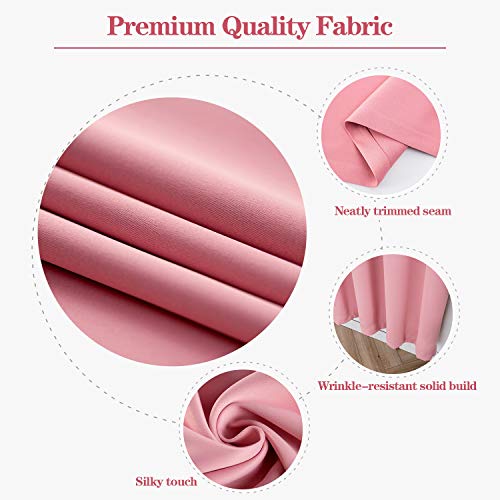 Anjee Blackout Curtains Panels For Living Room - Noise Reducing Thermal Insulated Rod Pocket Top Blackout Window Drapes (2 Panels, 38 X 72 Inch, Pink) #TOP3