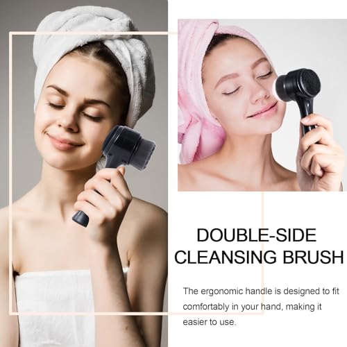Yebeauty Gesichtsreinigungsbürste, Doppelseitiger Silikon-Gesichtsschrubber, Weiche Bambuskohlefaser-Peeling-Gesichtswaschbürste, Zum Massieren, Schminke-Entfernung, Schwarz