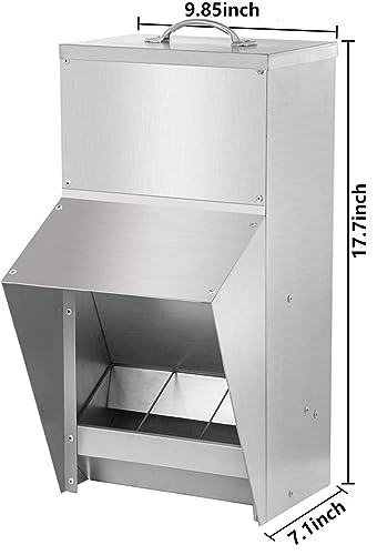 shengyi 11.5-55lbs Galvanized Chicken Feeder - Rat Proof Poultry Feeder with Lid Weatherproof Outdoor Coop Food Dispenser (25lbs 12.9x8.3x18.9in) - Image 5