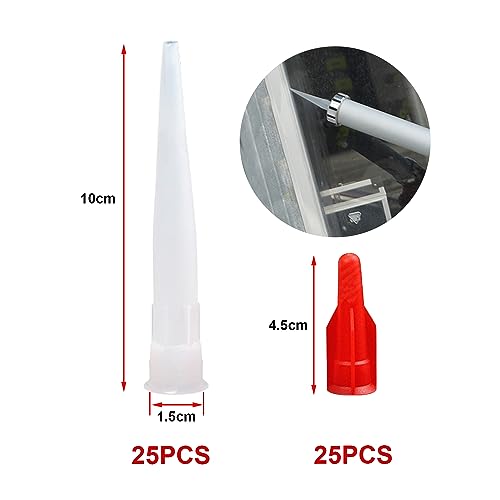25 Pack Cartridge Nozzles 25 Pack Red Nozzle Caps Caulking Tool Cartridge Nozzles Silicone Nozzles Replacement Nozzles Sealing Cap Nozzle Caps Household Sealant - Image 2