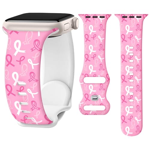 Image of WIPALOR Breast Cancer Watch Band for Apple Watch Bands for Women (42mm Series 3 /2 / 1)44mm 45mm 46mm 49mm, Breast Cancer Awareness Pink Ribbon Bands for Apple Watch Series 11 10 SE 9 8 7 6 5 4 3 Ultra