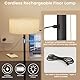 LGMCF Kabellose Stehlampe Wohnzimmer, 5200mAh Wiederaufladbar Stehlampen Vintage mit 9W Glühbirne, akkubetriebene Stehlampe mit Leinen Lampenschirm für Wohnzimmer Schlafzimmer Büro