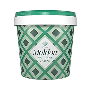 Maldon Salt, Sea Salt Flakes, 20 oz (570 g), Resealable Tub, Kosher, Natural, Handcrafted, Gourmet, Pyramid Crystals