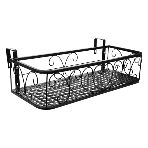 Yardenfun Macetero Colgante para Balcón con Soporte Metálico Resistente Estante para Tiestos y Jardineras Barandillas Accesorio para Plantas de Exterior Terraza y Jardín