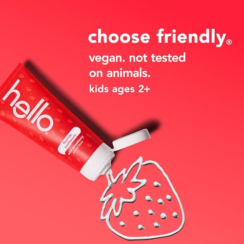 Image of hello Wild Strawberry Kids Toothpaste with Fluoride, Strawberry Toothpaste for Kids, Safe for Ages 2 and Up, Helps Prevent Cavities, Strengthen Enamel, and Polishes Teeth, ADA Approved, 3 Pack, 4.2 Oz