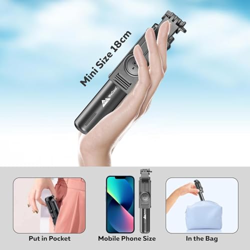 Image of S1 67cm Selfie Stick Tripod, 3-in-1 Multifunctional Design with Detachable Wireless Remote, Portable & Lightweight Phone Tripod for Vlogging, Photography, iPhone & Android Smartphones