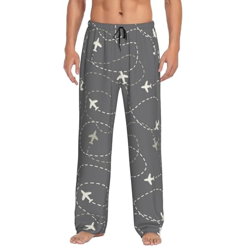 Novastar Mens Pajama Pants Bottoms with Pockets- Airplane Routes Around The World Soft Men Pj Pants, Comfy Men Lounge Pants4