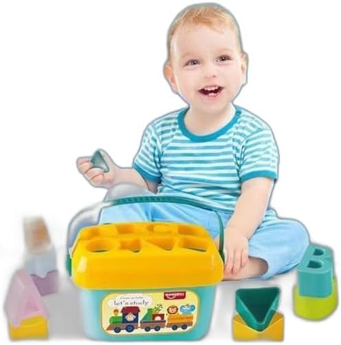 Baby's First Shape Sorting Blocks Learning- Educational Activity Toys with 16 Building Blocks - Multicolor (16 Pieces)|Design - 1177 Shape Sorting Toys PADARIYA1177