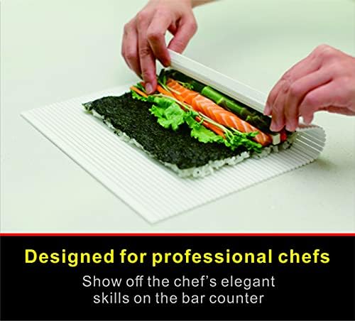 pat & doris Professional Non-stick Sushi Mat Plastic Sushi Rolling Mat Sushi Mat Roller Makisu Sushi Roller 10.5 in x 9.8 in