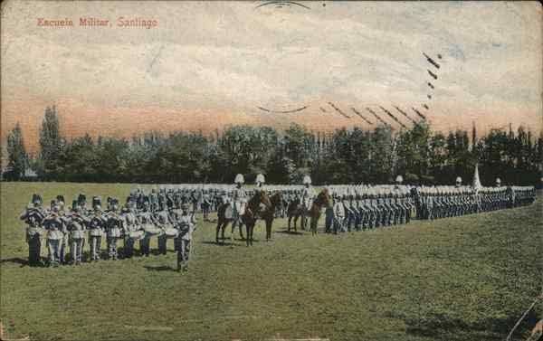 Escuela Militar Santiago, Chile Original Antique Postcard 1913