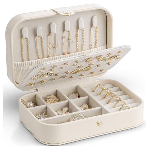 Vlando Schmuckkästchen Reise, Schmuckkasten Klein, Schmuckaufbewahrung mit Stil, Schmuck organizer für Ohrringe, Schmuck-Reiseetui Reise, Geschenkidee für Frauen, Mädchen