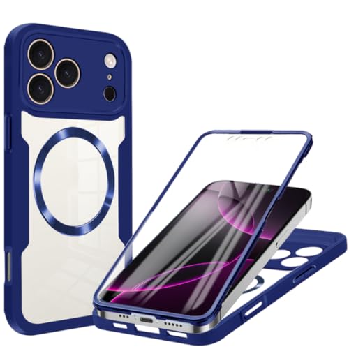 Coque silicone iPhone 17 intégrale bleue magnétique transparente finies les chutes
